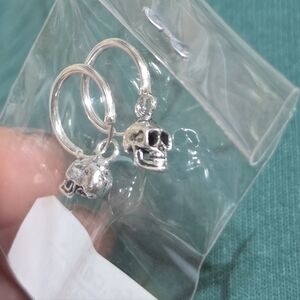 Sterling Silver Skull Hoop Earrings